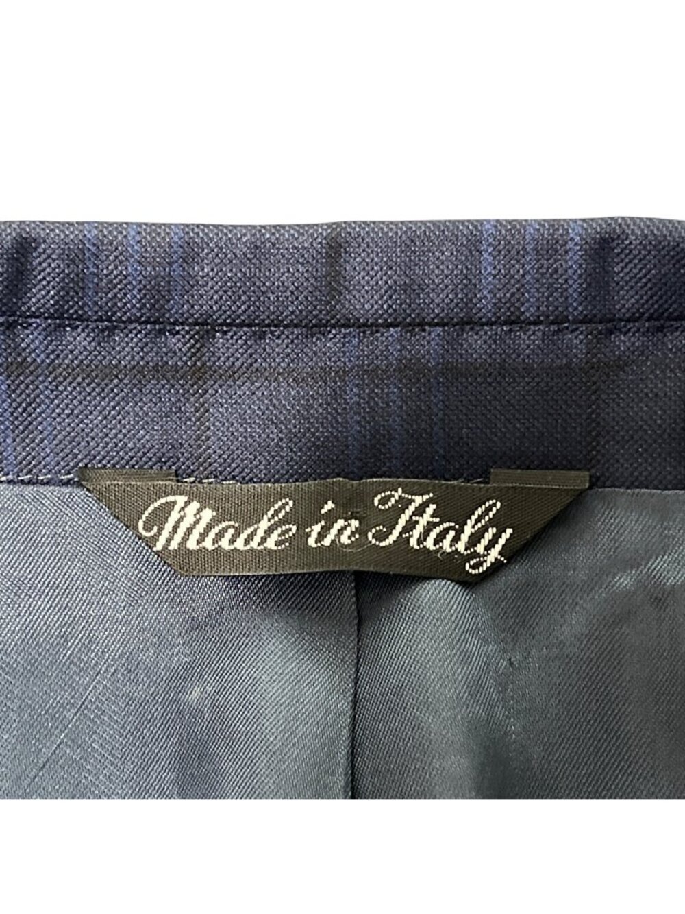 Reda Milano Mens Size 46L Wool Blazer Navy Blue Windowpane Italy - Picture 5 of 9